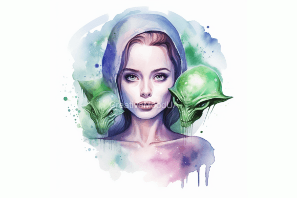 Download Aliens. Watercolor. PNG - Aliens Collection