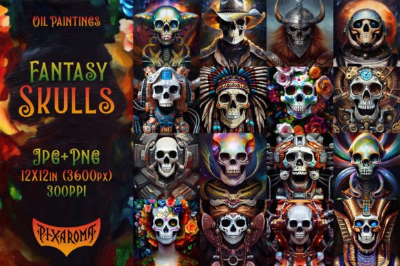 Download Skull Paintings | Sublimation Art Bundle - Paintings Collection