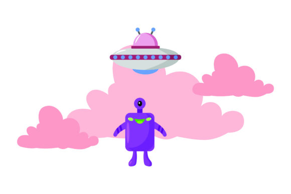 Download Flat Illustration Space Aliens Purple - Aliens Collection