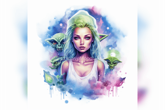 Download Aliens. Watercolor. PNG - Aliens Collection